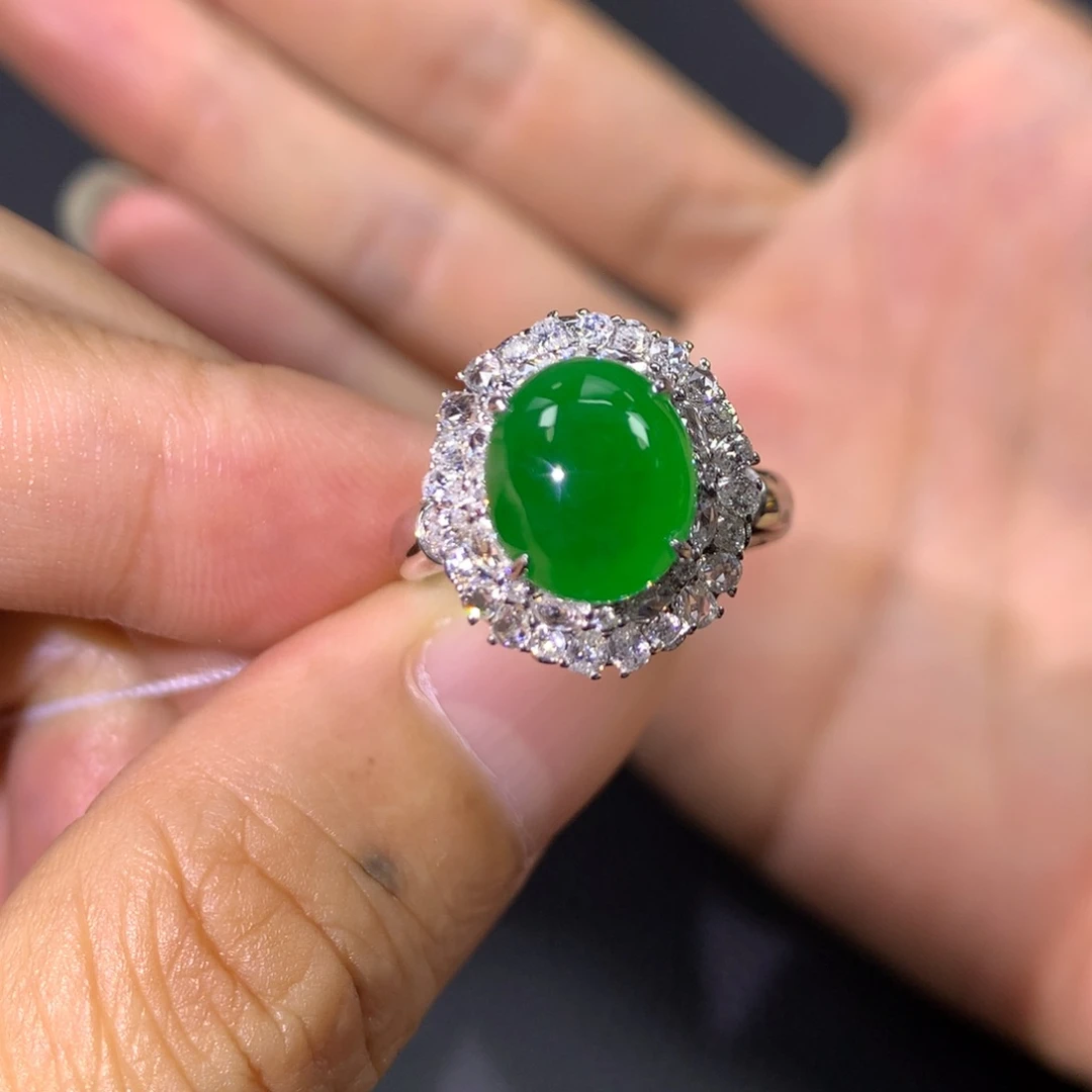 翡翠戒指18K金镶嵌两用款