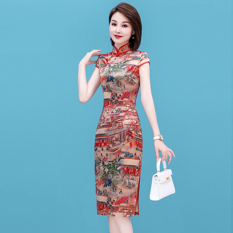 【可蓓儿】新中式国风2025新款女夏季流行气质妈妈宴会旗袍连衣裙子