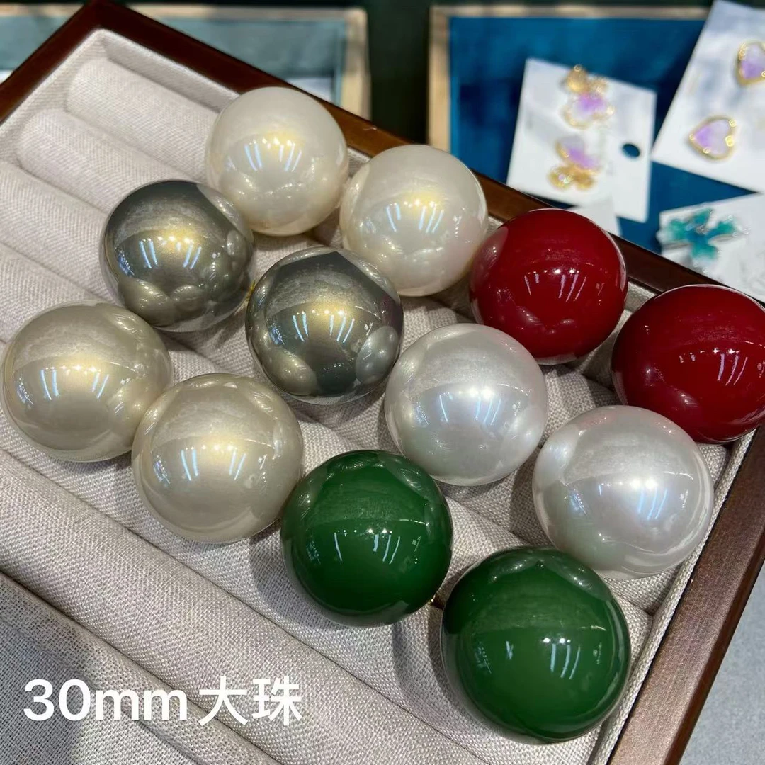 铜合金仿珍珠耳饰 鼎溢高级复古大樱桃30珠圆球红豆小香风耳钉wr