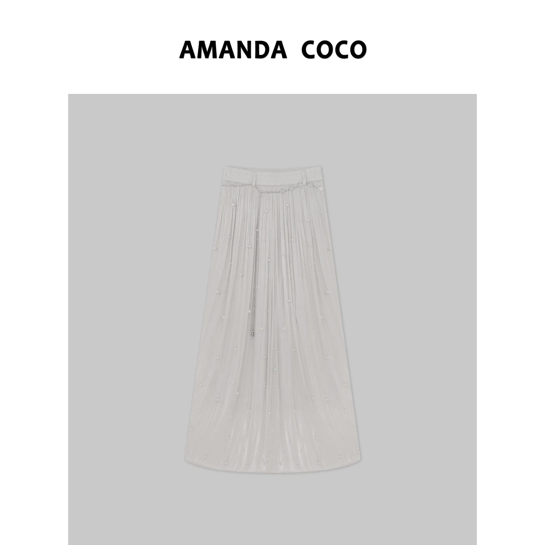 AMANDACOCO 奈奈 |流光旋律～法式重工钉珠光泽感垂顺飘逸仙气半裙
