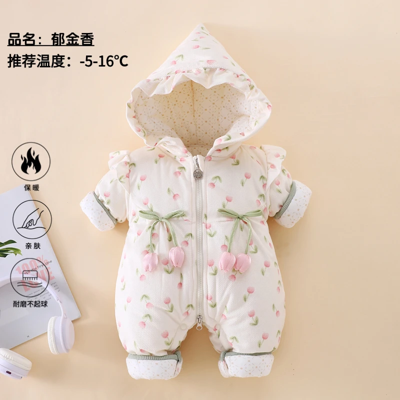 女婴儿衣服秋冬外出公主风加厚保暖哈衣冬装棉服宝宝连体衣超洋气
