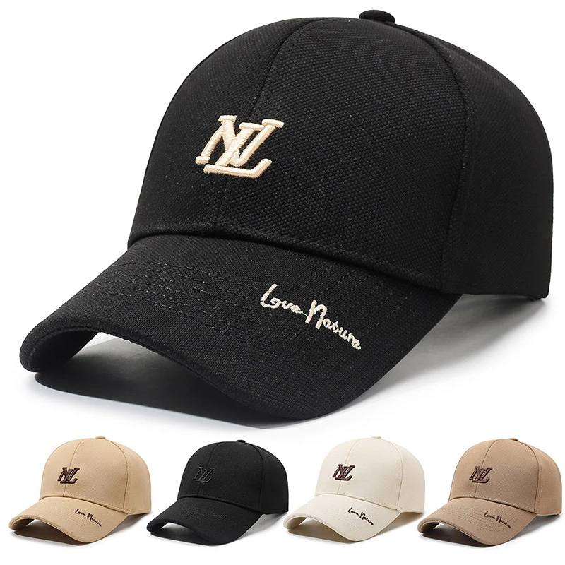 四季新款菠萝布帽子遮阳棒球帽男女时尚户外百搭硬顶刺绣鸭舌帽潮