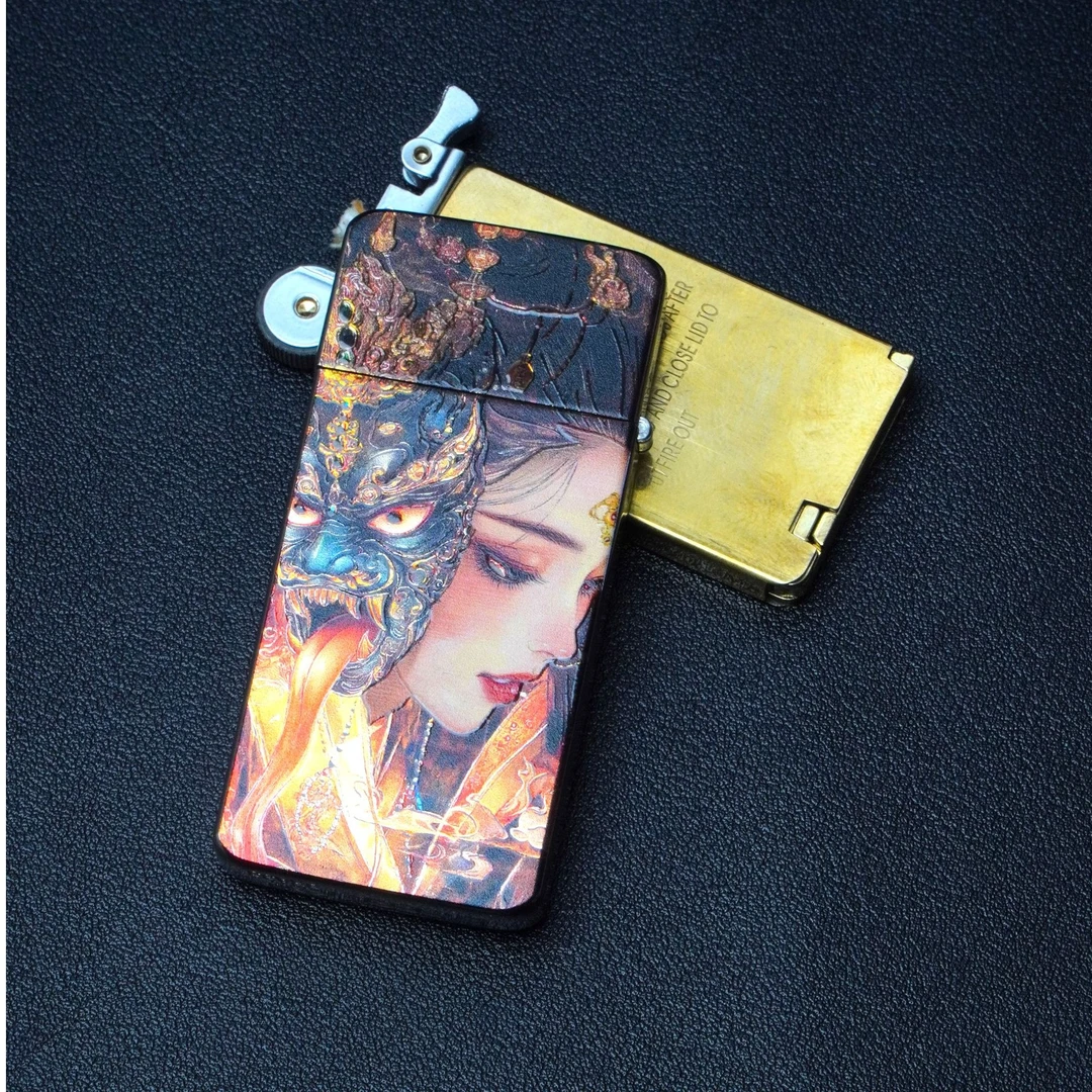 EIFFEL/埃菲尔E03扎基拉姆创意彩绘超薄卡片煤油打火机送男友礼物