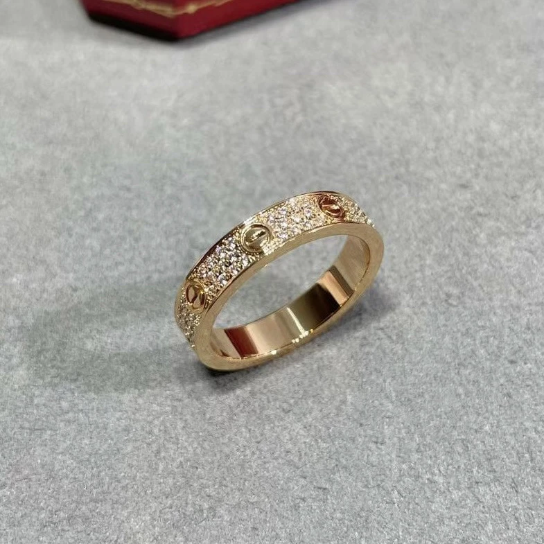 合金莫桑石戒指 love指环满天星百搭简约小众轻奢高级情侣钻戒指