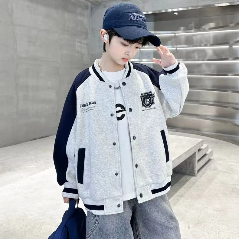 男童春秋款运动棒球服外套2025新款春秋中大童洋气春装酷帅上衣潮