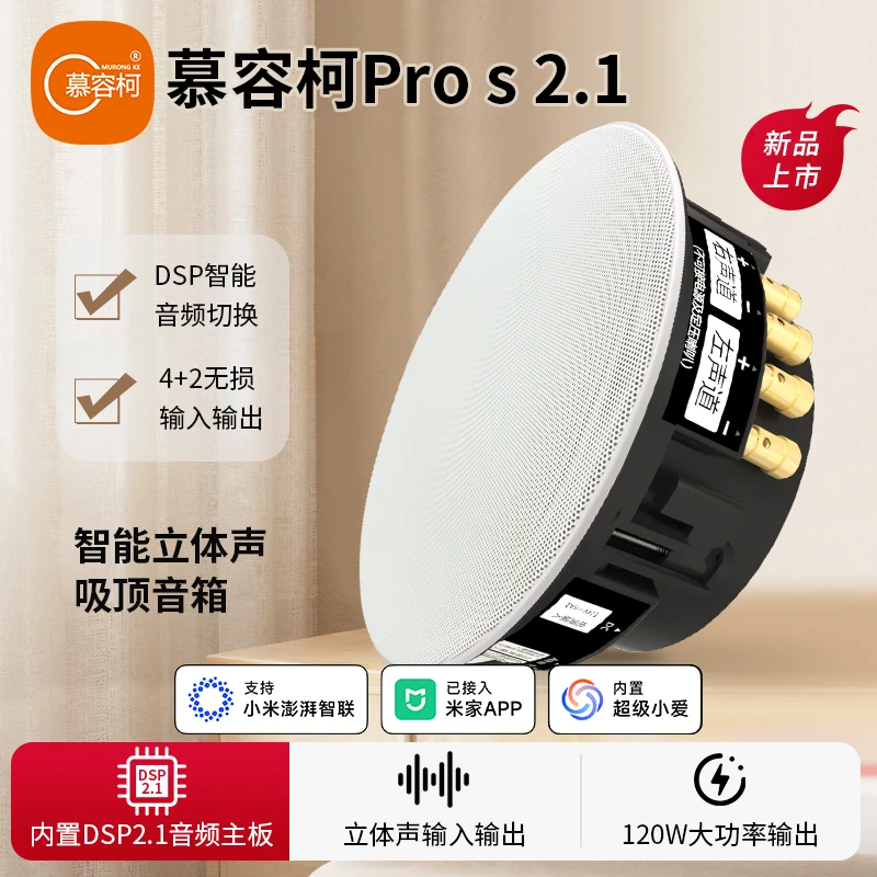 慕容柯立体声吸顶音响改装pro 2.1 DSP双声道重低音已接入米家APP