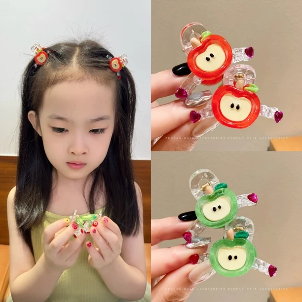 可爱苹果小号抓夹刘海夹发抓前额碎发夹子边夹少女发饰