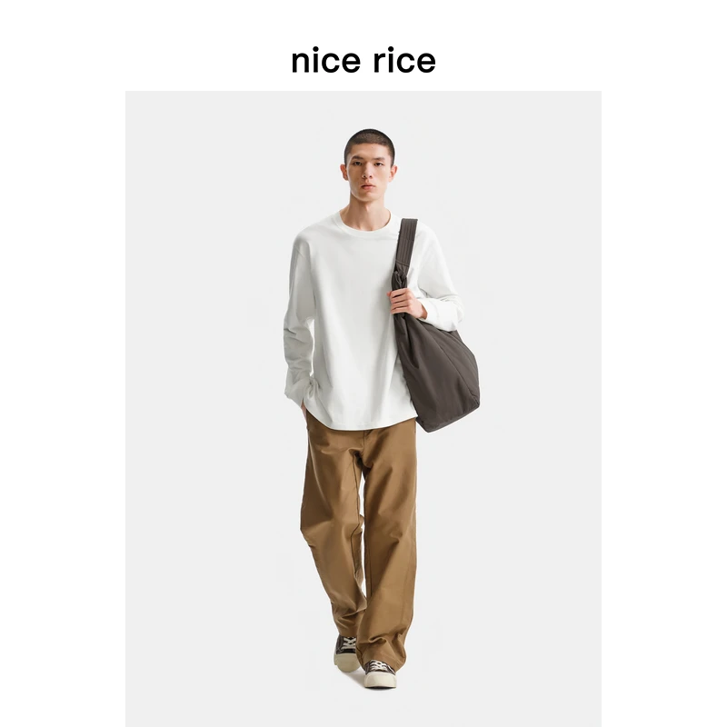 nice rice好饭 25冬季新品侧分割拼接直筒工装休闲长裤NHD11004