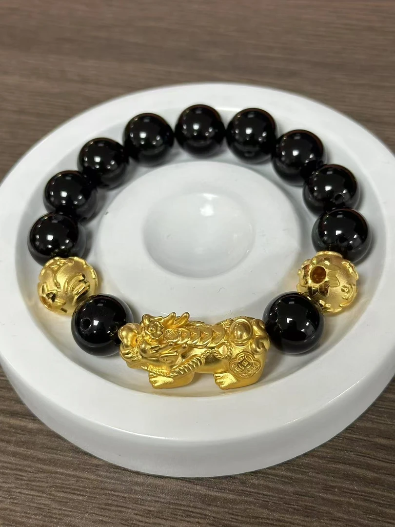 【足金999】卡12转运珠+黄金貔貅