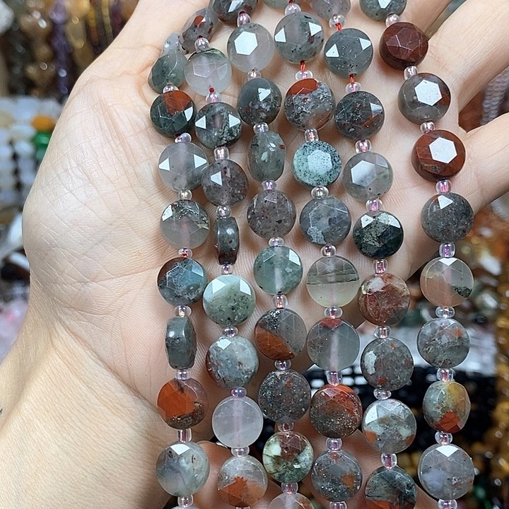 玛瑙/玉髓未镶嵌珠宝半成品天然龙血石切面卡10mm