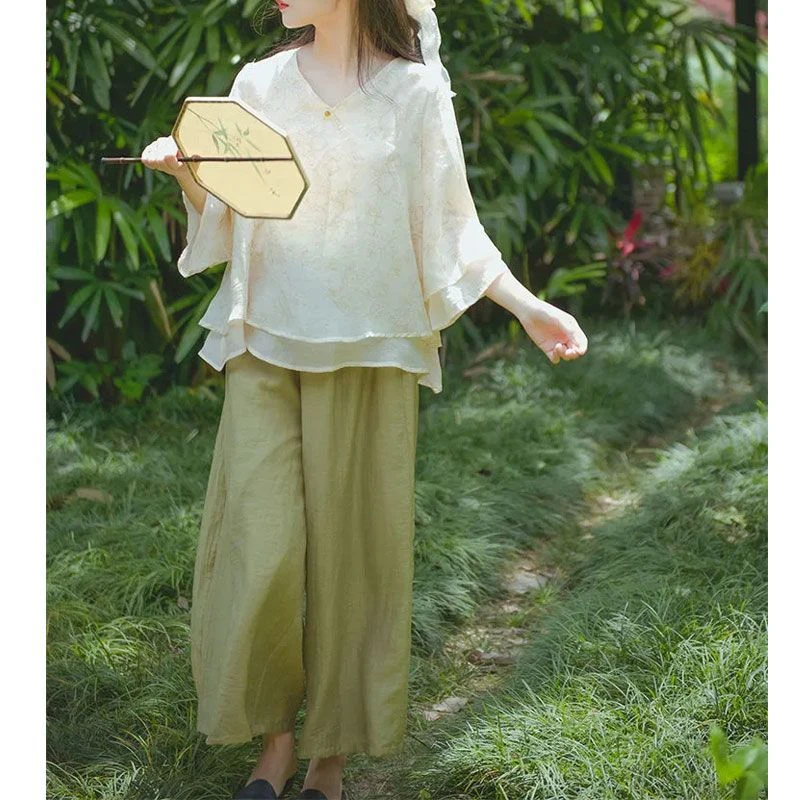 2024年夏季新款新中式复古国风版上衣宽松日常百搭通勤薄款上衣女