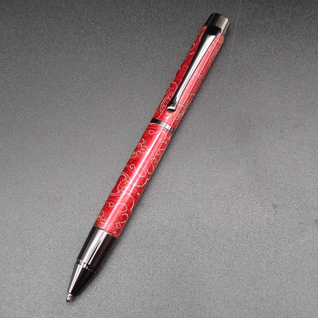 【自在斫磨】《荣耀》宋锦笔杆中性笔圆珠笔旋转出芯手工制作