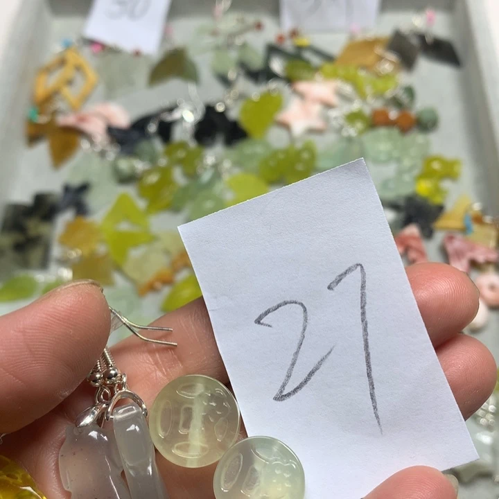 蛇纹石玉耳钉足银镀金镶嵌斐*昊