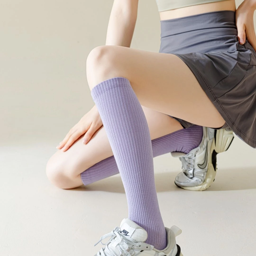 专业纯色运动压力小腿袜秋冬季瑜伽跑步骑行防滑肌能压缩袜
