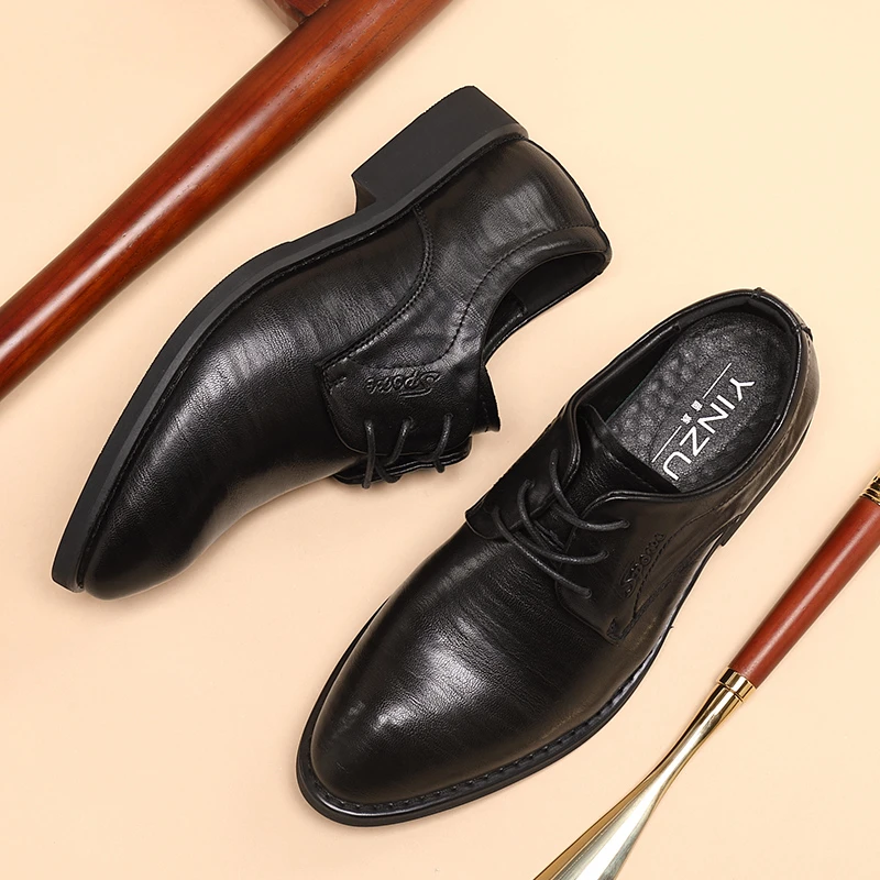 牛皮正装休闲商务温州皮鞋软底软舒适厚底新郎布洛克英伦男鞋8035