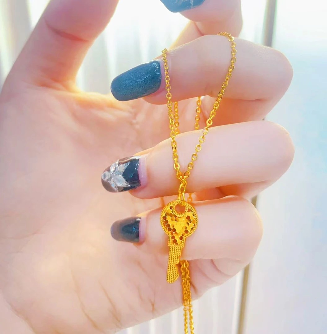 足金999鱼鳞钥匙精美灵动时尚百搭送妈妈女友