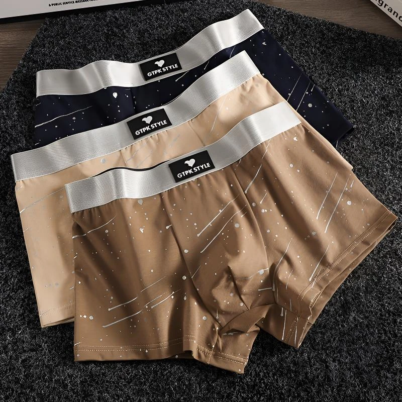 新款流星纯棉男士男人内裤舒适透气简约裤衩个性潮流舒适男平角裤