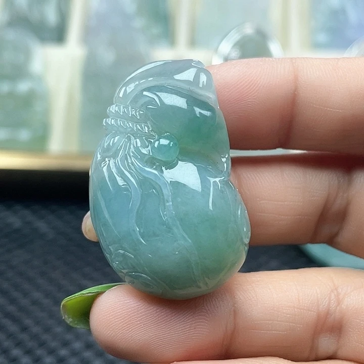 颈饰未镶嵌翡翠咿*呀天然缅甸翡翠A货米袋子