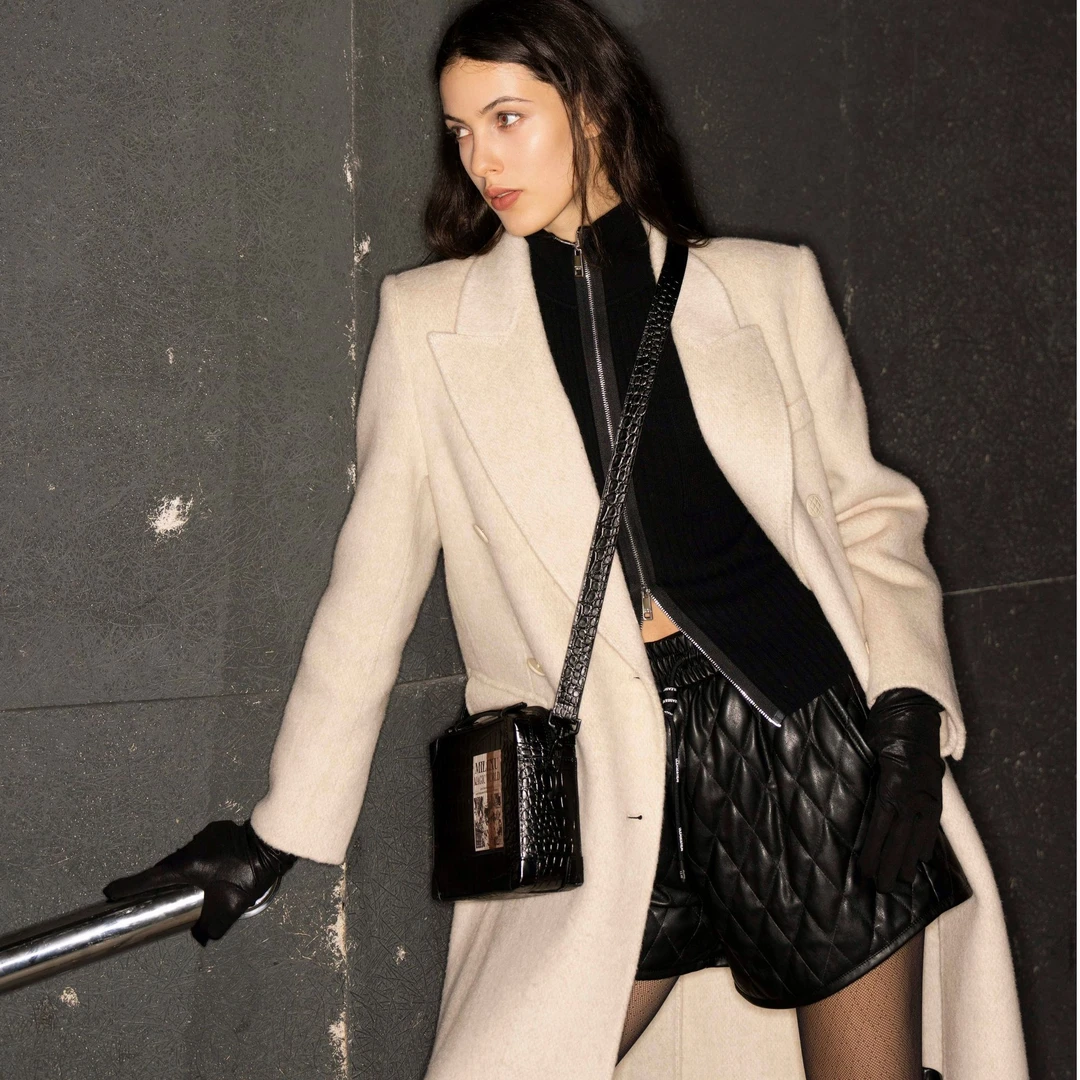 U/TI【专柜高奢款】羊驼毛混纺轻奢风中长款设计师正肩版毛呢外套