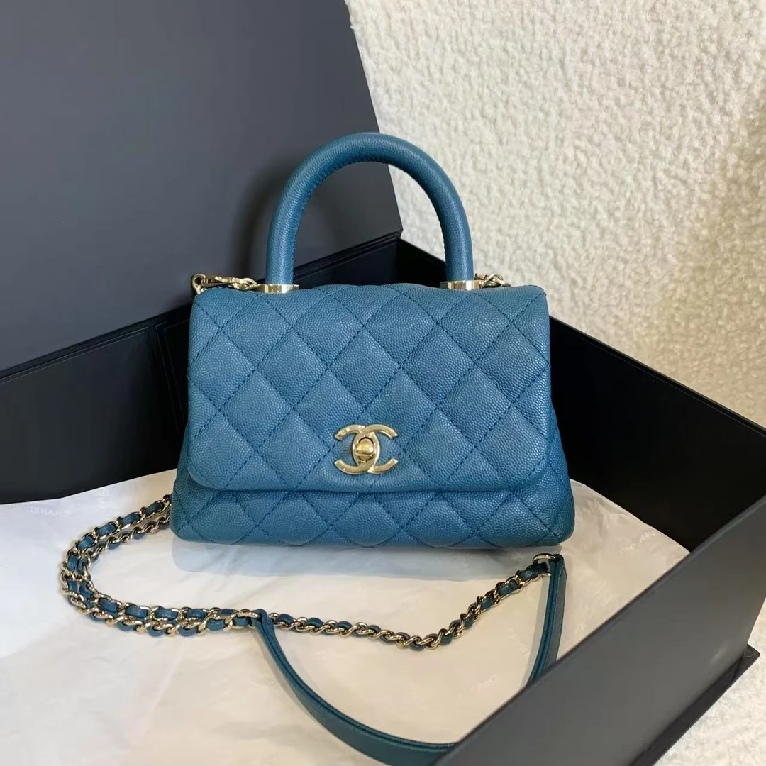 99新 Chanel/香奈儿  壹臻/蓝handle mini手提包/49248077