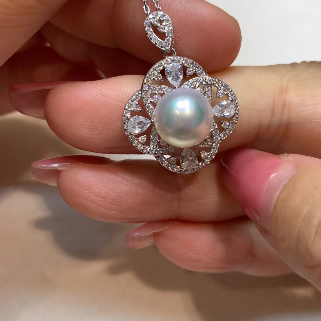 海水珍珠银S925镶嵌颈饰