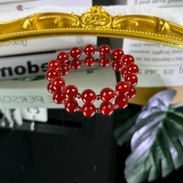 s72许我耀眼天然红玛瑙+石榴石单圈手串 赵露思同款 多样发其一