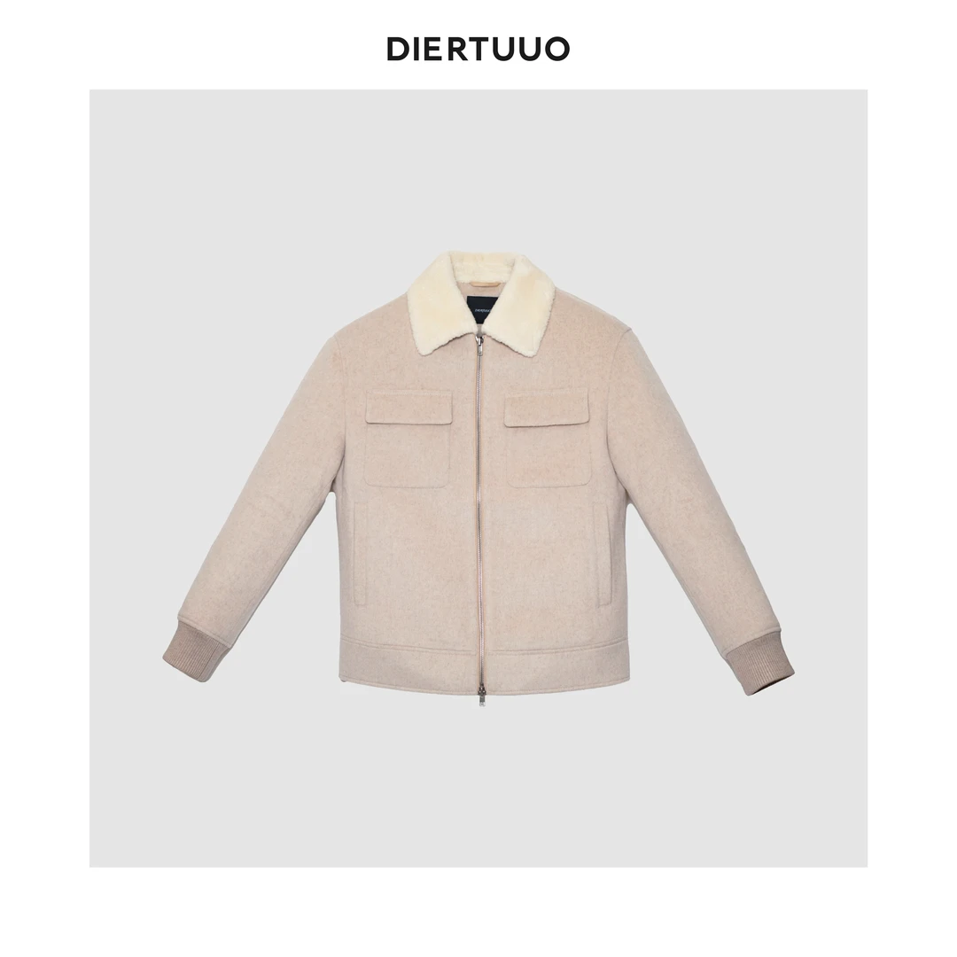 DIERTUUO迪途-9071男士时尚休闲百搭经典加厚翻领保暖羊毛羽绒服