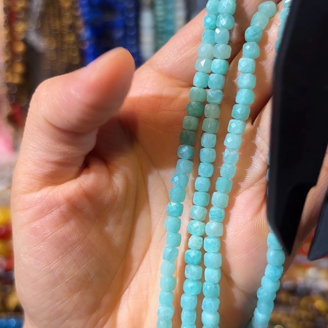 玛瑙/玉髓银S925镀金镶嵌珠宝半成品天河石卡4方糖