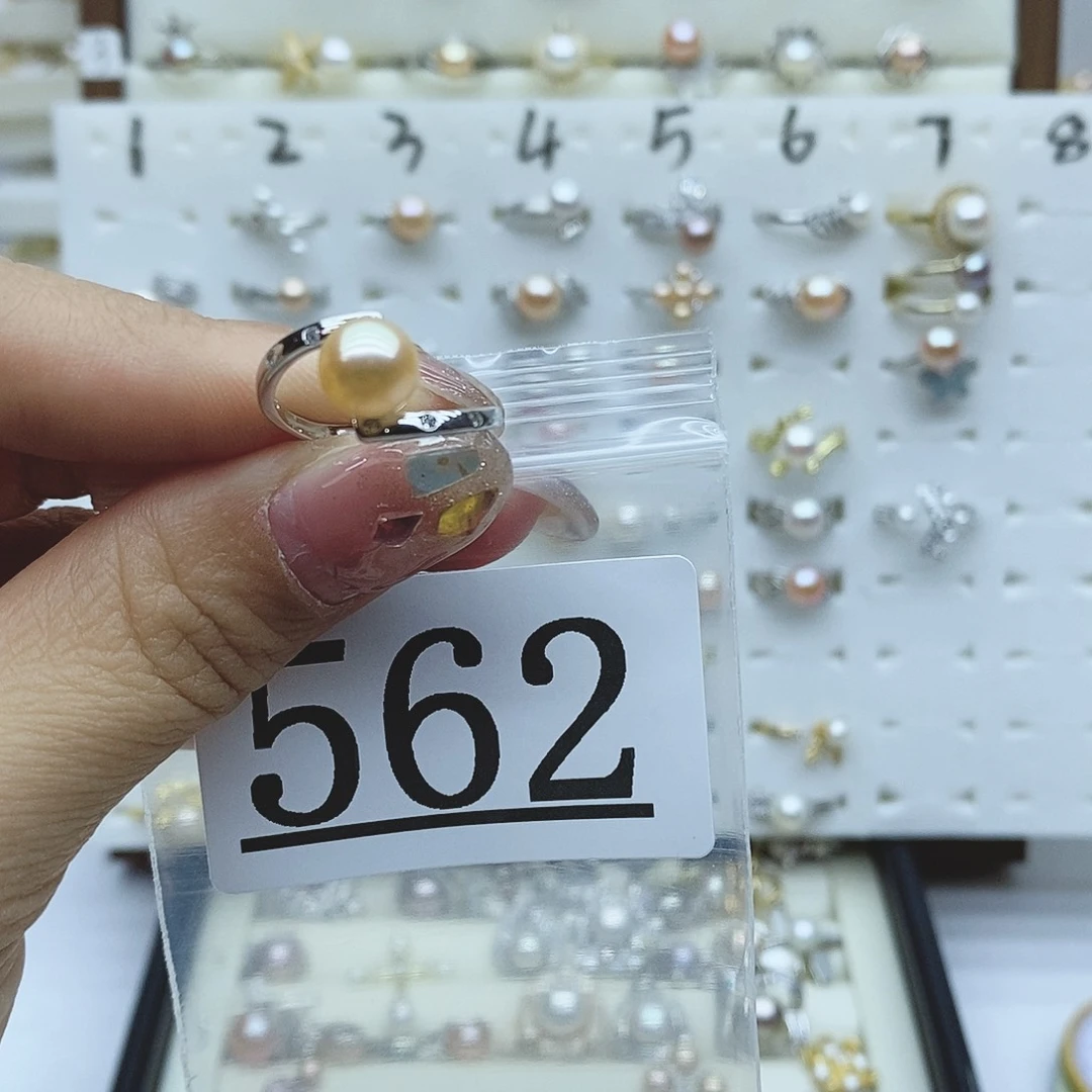 淡水珍珠戒指银S925镶嵌562
