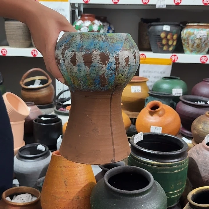 75彩绘蘑菇盆高度26口径13