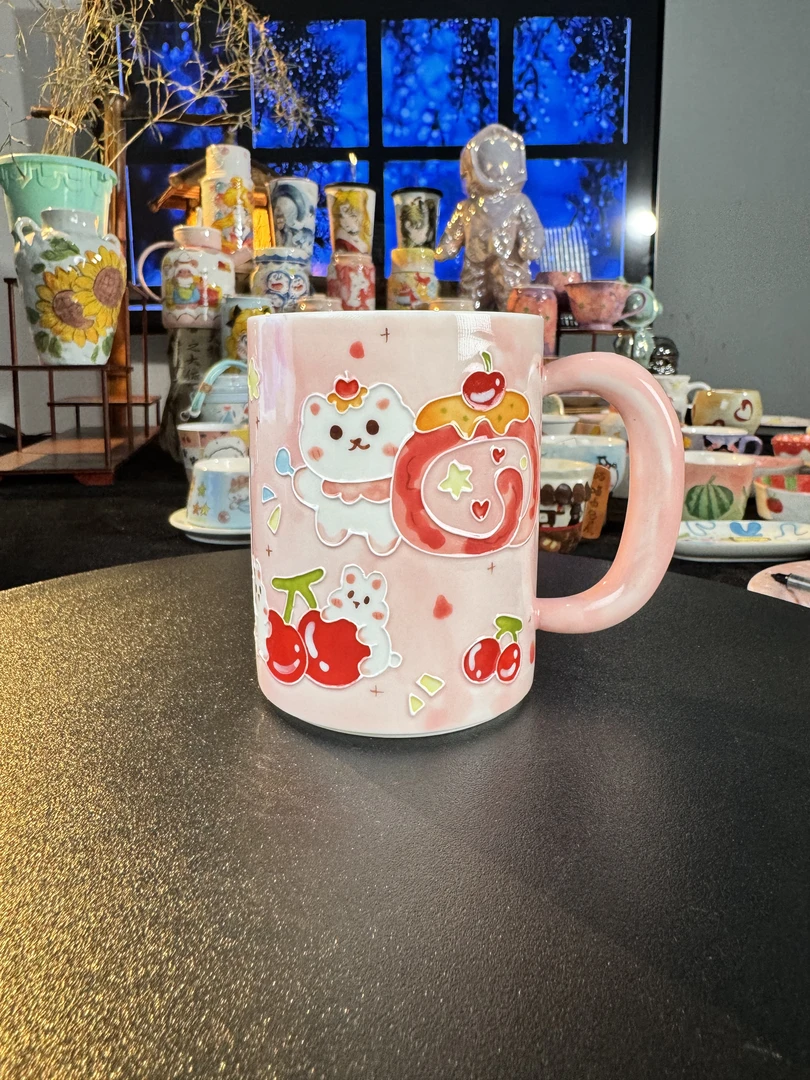 手工手绘蛋糕小猫茶杯NH220