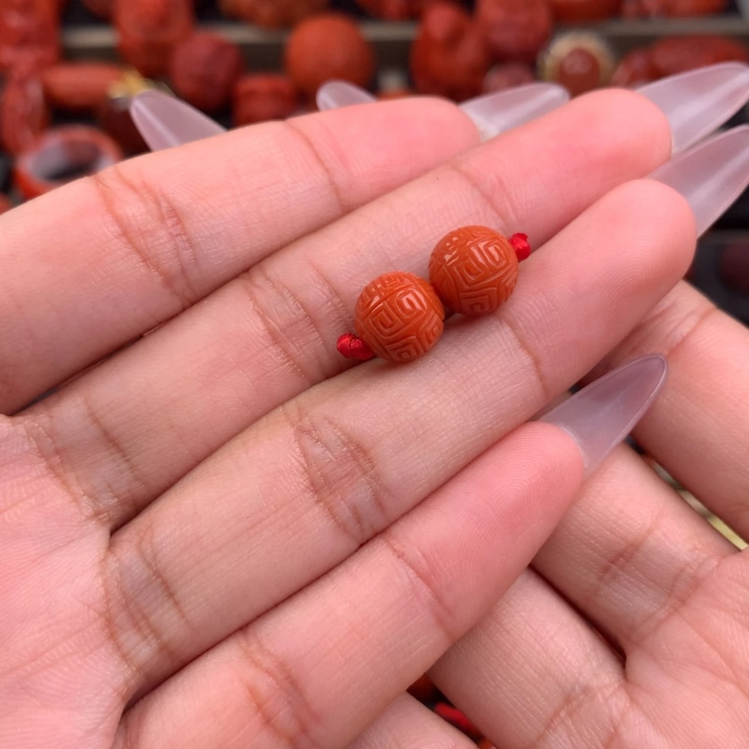 南红玛瑙精工雕刻回纹9未镶嵌