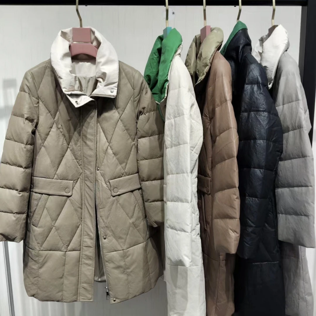 05冬季新款大码加厚白鸭绒立领中长款显瘦百搭羽绒服