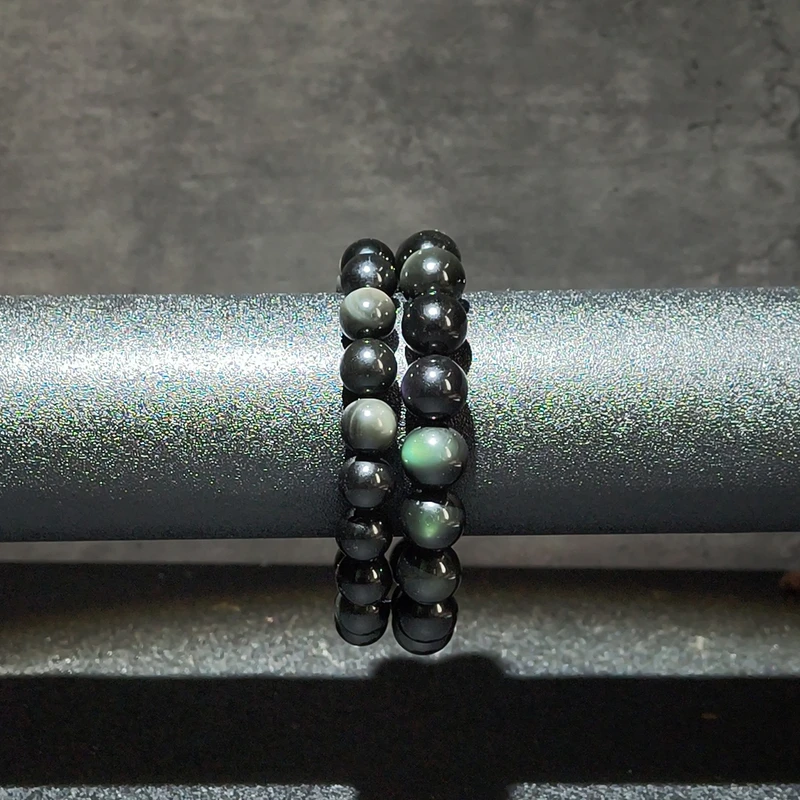 【黑胖珠宝】H0312 黑耀石手串 多样性发其一