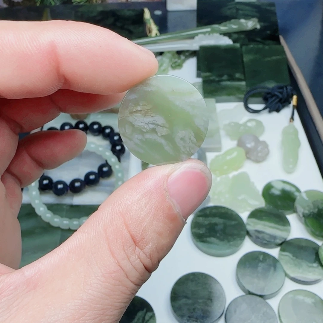 和田玉珠宝半成品未镶嵌叶*