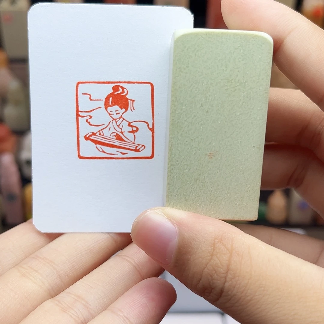 寿山石印石弹琴女孩2.5 手工篆刻