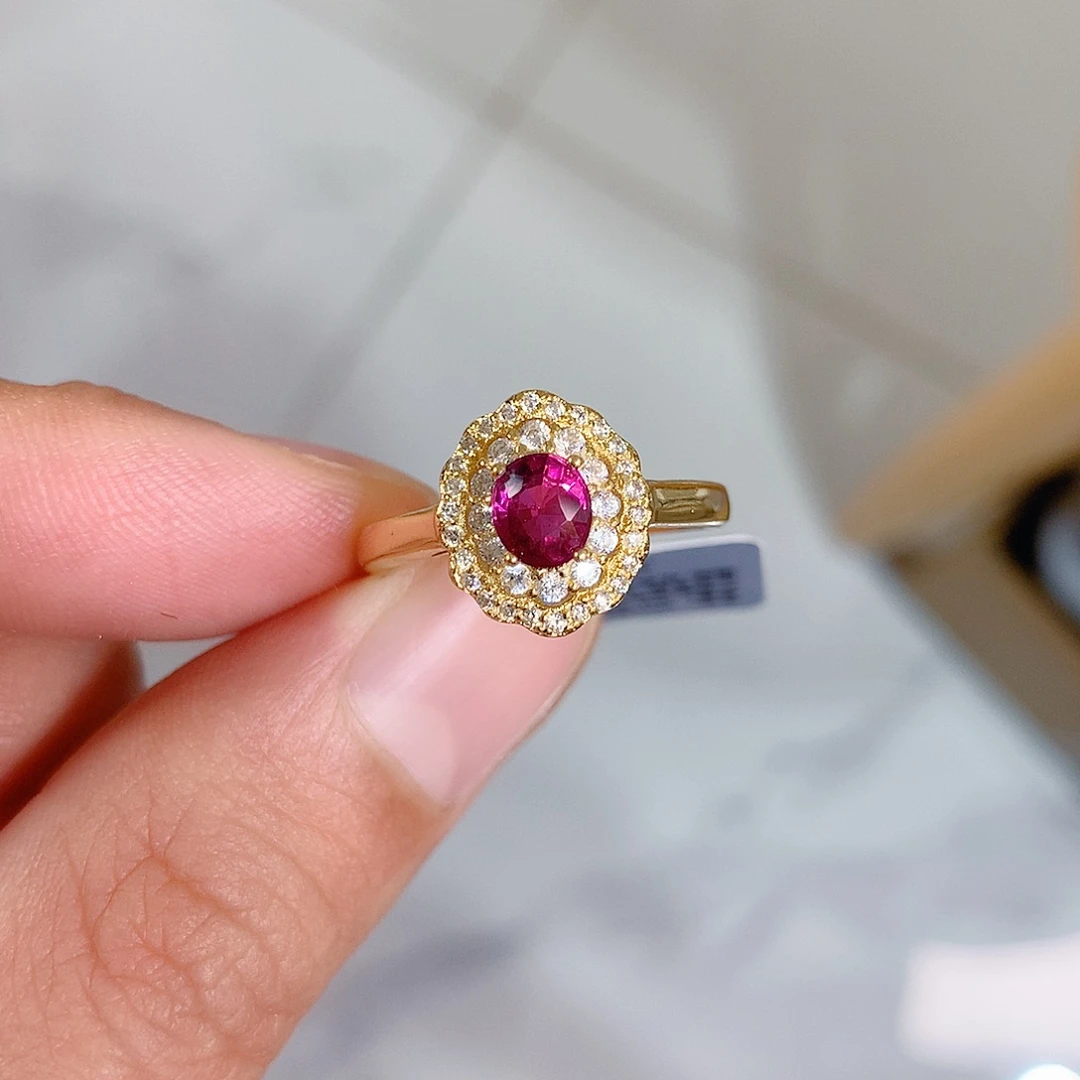 银S925镶嵌碧玺戒指戒指