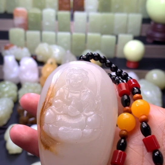 石材方解石手把件