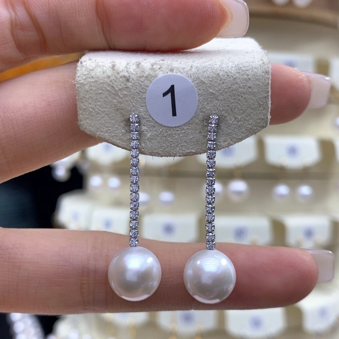 淡水珍珠耳饰银S925镶嵌