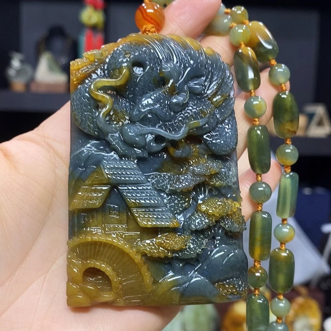 岫玉未镶嵌挂件吊坠手把件泽**神