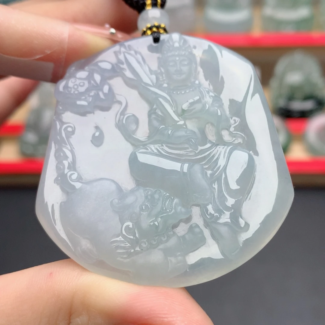 翡翠未镶嵌颈饰文殊菩萨