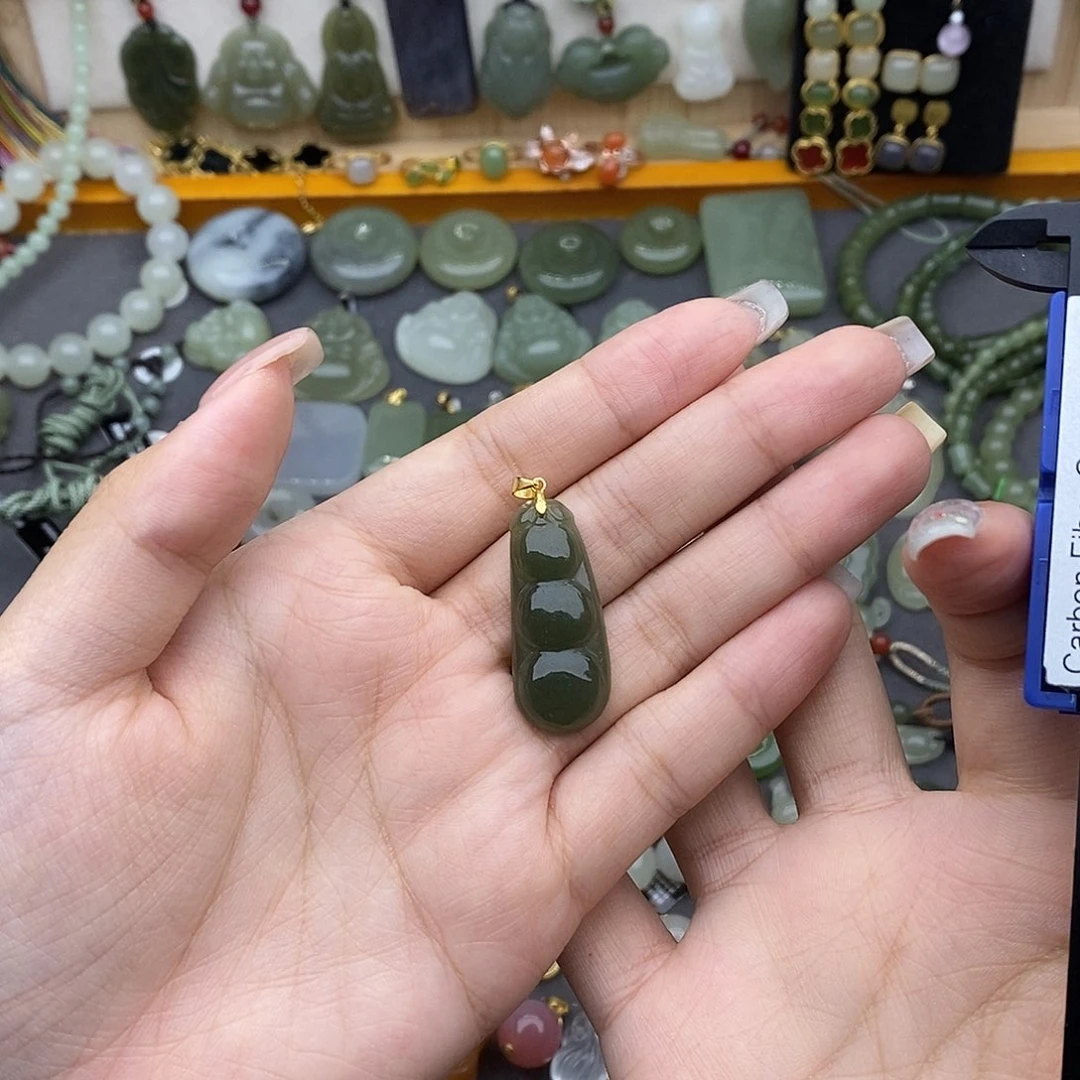 和田玉银S925镶嵌吊坠(不含链)