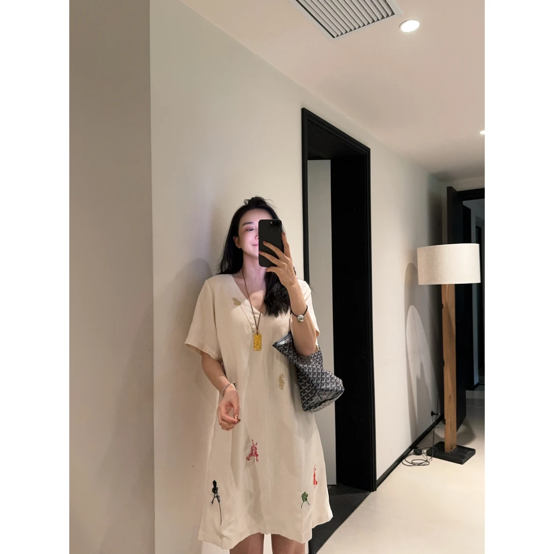 ［REVAN SUN］-大骨架穿搭 冰莓 刺绣连衣裙25089