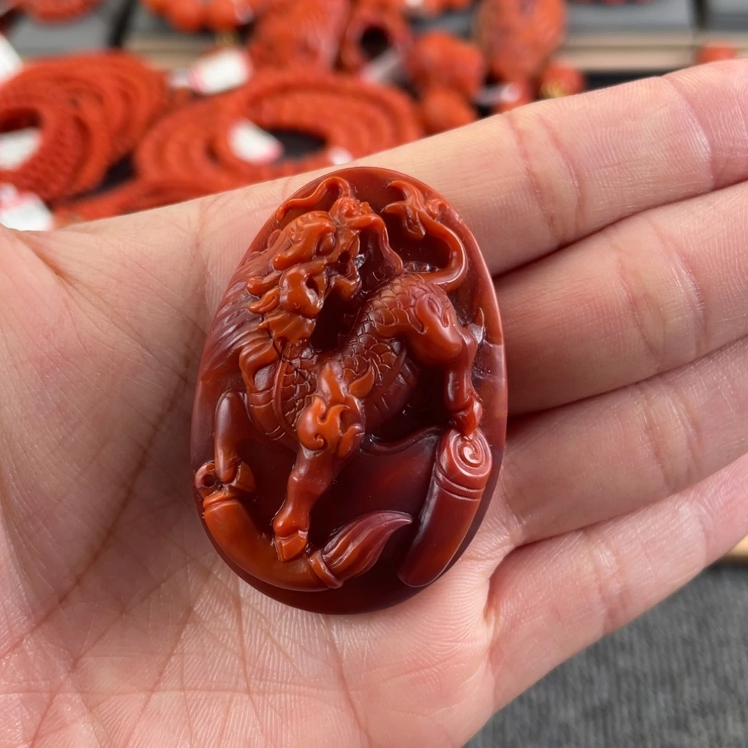 南红玛瑙未镶嵌吊坠(不含链)瓦西南红玉麒麟