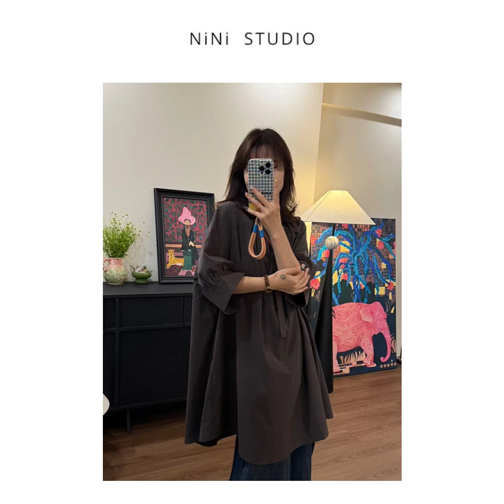 NiNi:欧货设计阔版超时髦调性衬衫连衣裙～