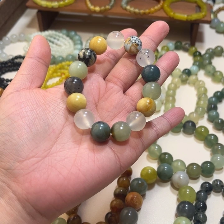 蛇纹石玉未镶嵌手链卡14微瑕