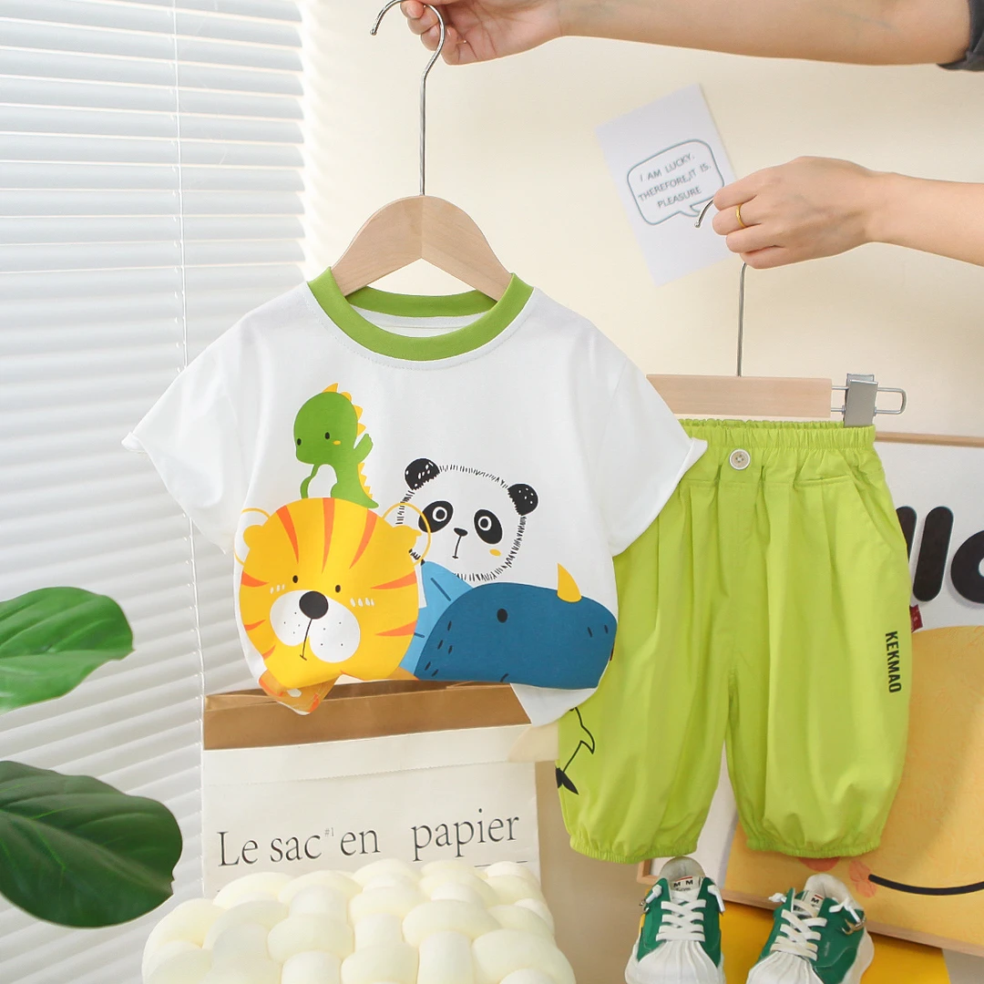 儿童装夏季新款1-2-3-4岁男童6-7-8个月宝宝薄款短袖休闲洋气套装