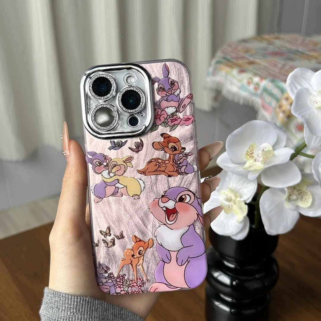 紫色兔子适用华为配件苹果16pro手机壳/13/1512羽纱防摔小米