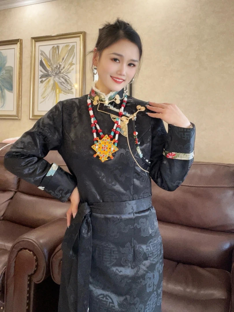 藏式立领西藏服百搭显瘦民族风长款加绒加厚博拉裙