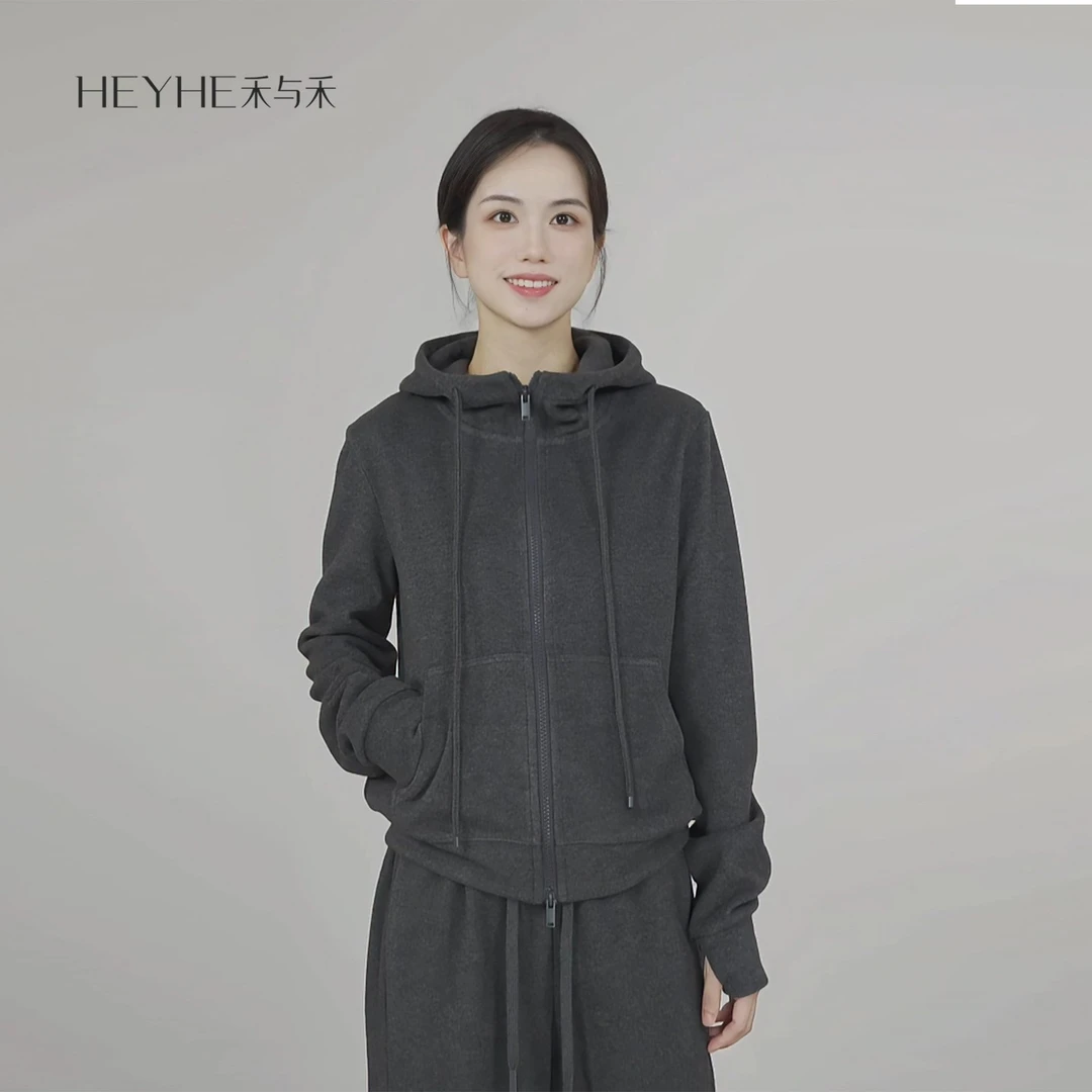 小禾【双绒开衫】重磅牦牛绒山羊绒发热亲肤双拉链加厚毛呢开衫卫衣